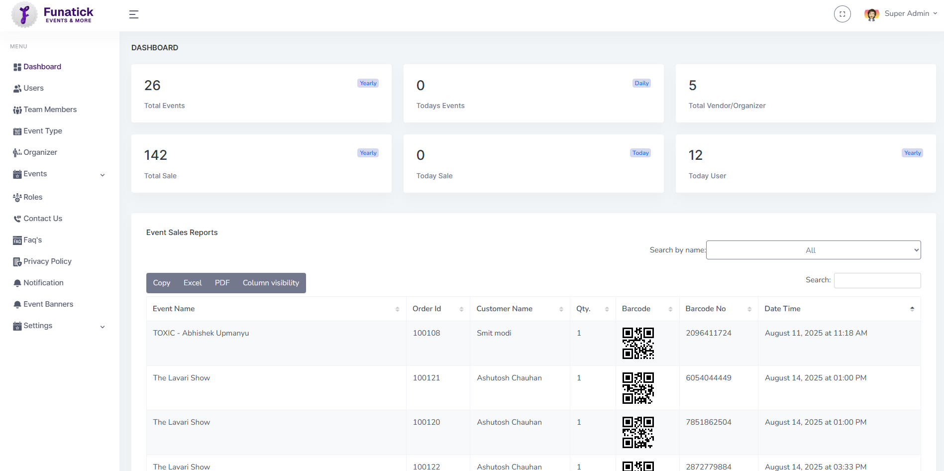 Funatick Admin Dashboard